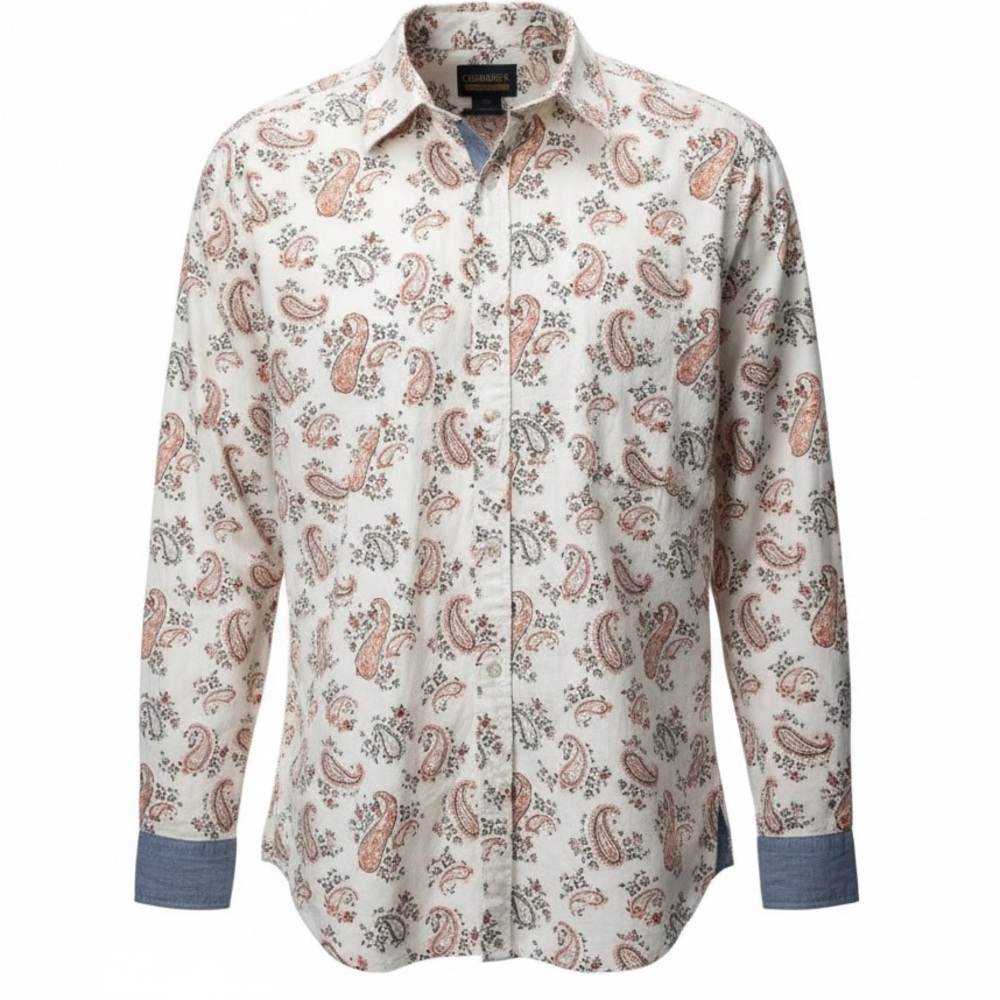 Daniel Cremieux cream base with navy and red design  Paisley Shirt XXL